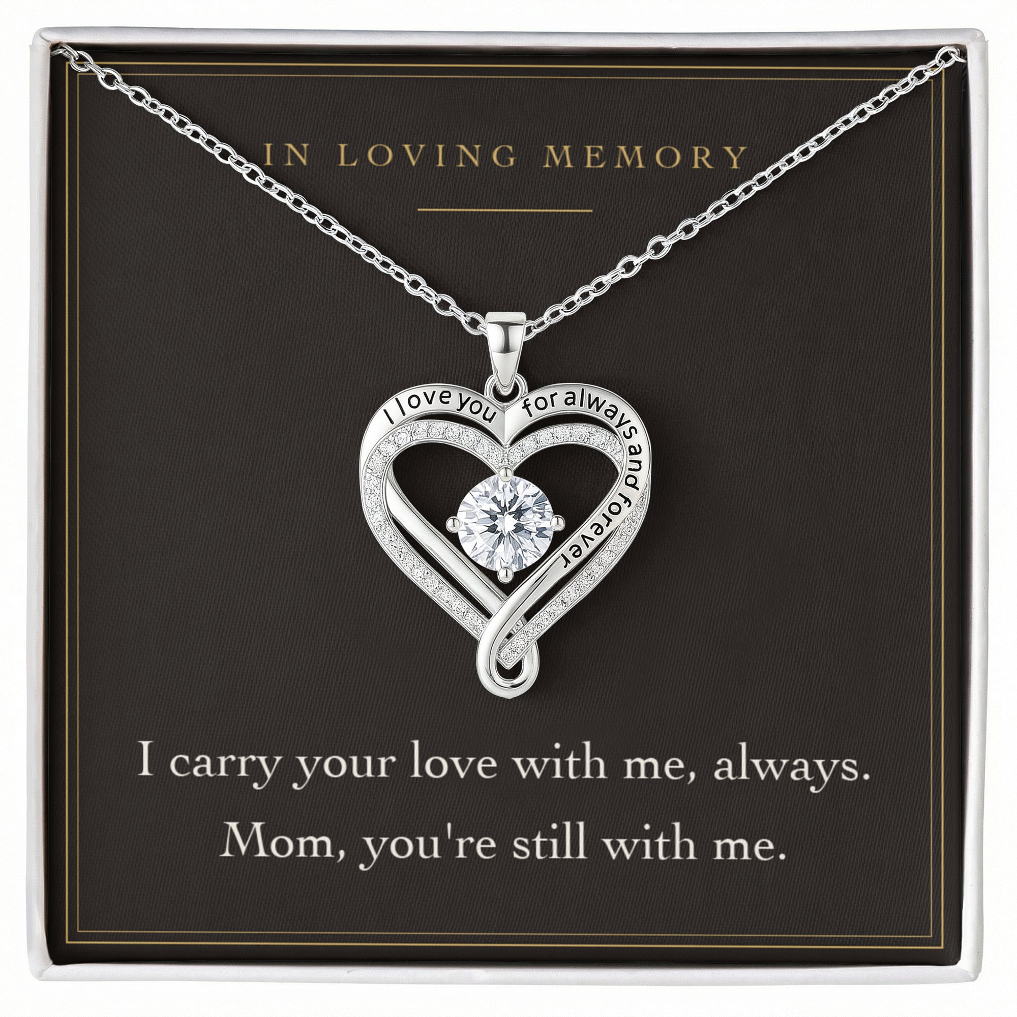 Loss of a Mother Necklace – In Memory of Mom Memorial Gift, Sympathy Remembrance Necklace for Daughter or Son with Message Card & Gift Box