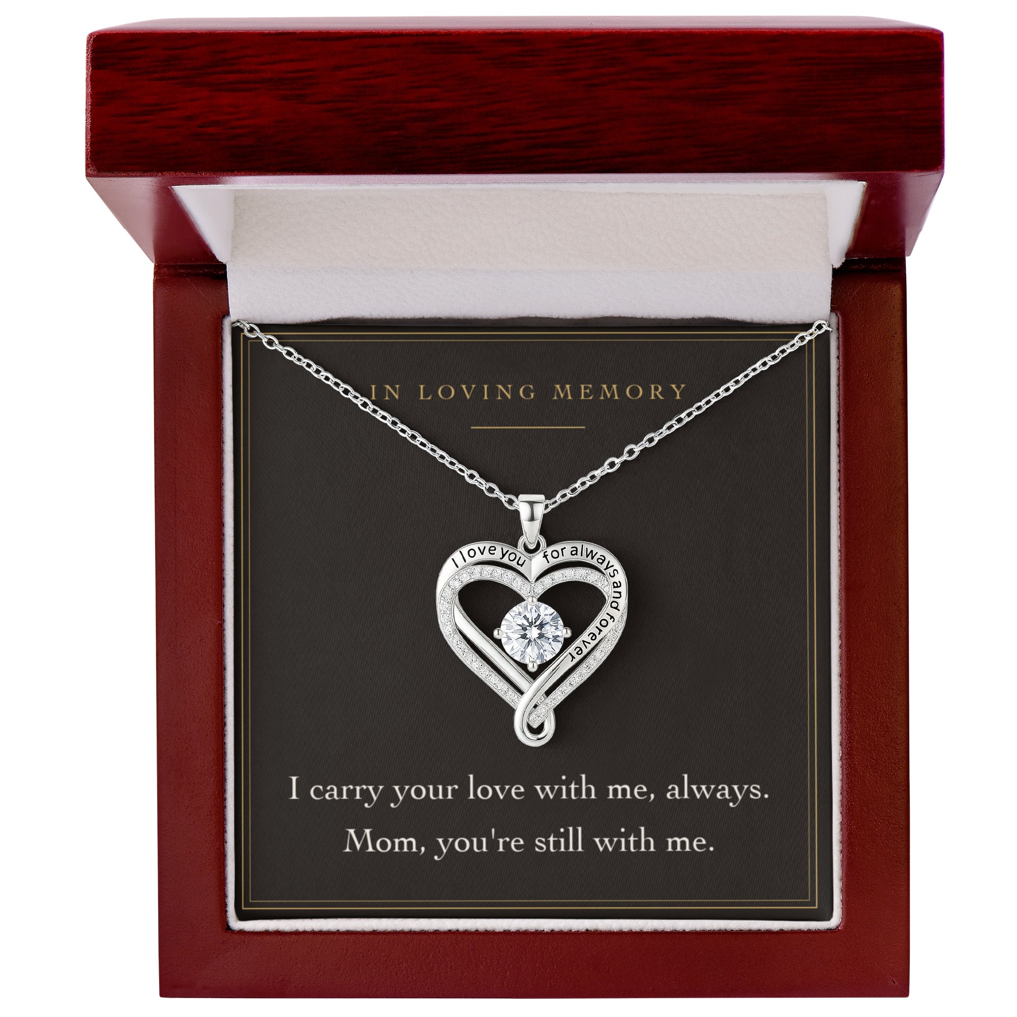 Loss of a Mother Necklace – In Memory of Mom Memorial Gift, Sympathy Remembrance Necklace for Daughter or Son with Message Card & Gift Box