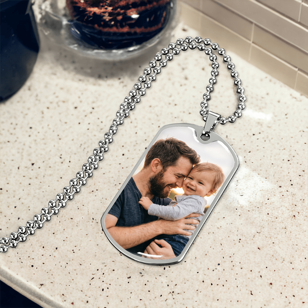 Personalized Father's Day Memorial Photo Necklace | Custom Picture Keepsake for Dad