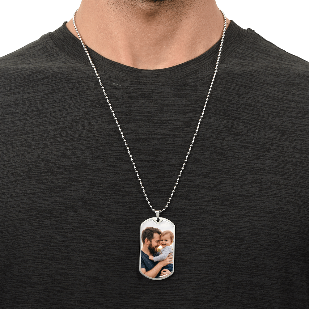 Personalized Father's Day Memorial Photo Necklace | Custom Picture Keepsake for Dad
