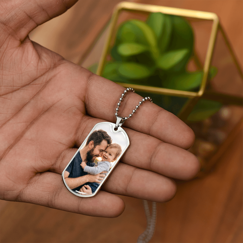 Personalized Father's Day Memorial Photo Necklace | Custom Picture Keepsake for Dad