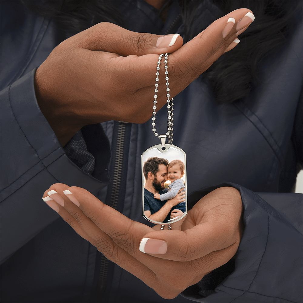 Personalized Father's Day Memorial Photo Necklace | Custom Picture Keepsake for Dad