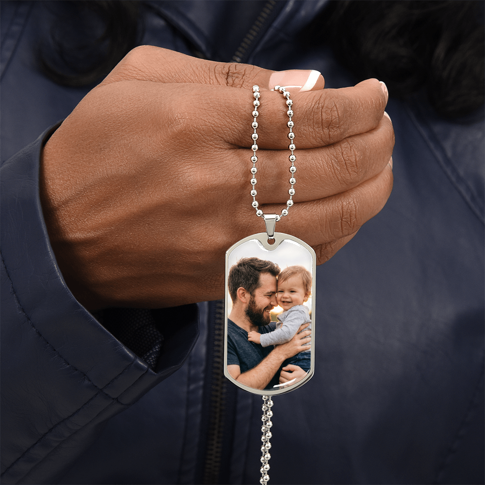 Personalized Father's Day Memorial Photo Necklace | Custom Picture Keepsake for Dad