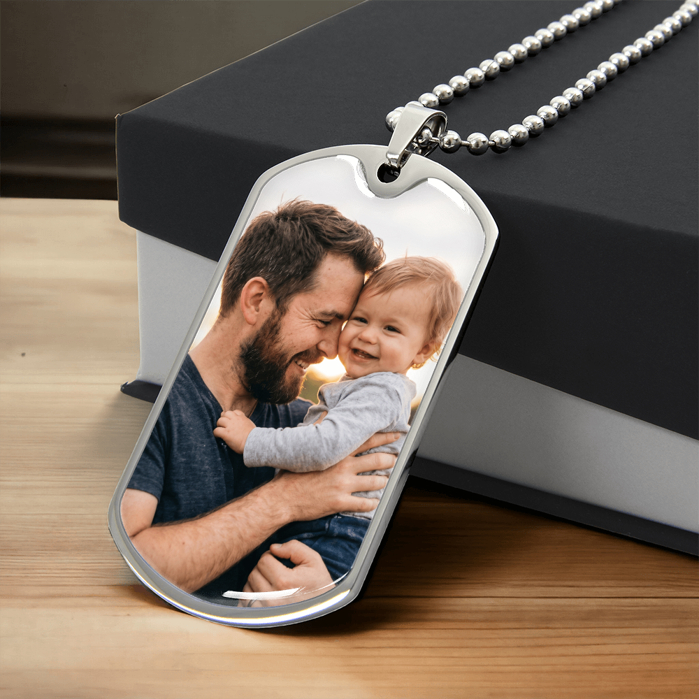 Personalized Father's Day Memorial Photo Necklace | Custom Picture Keepsake for Dad