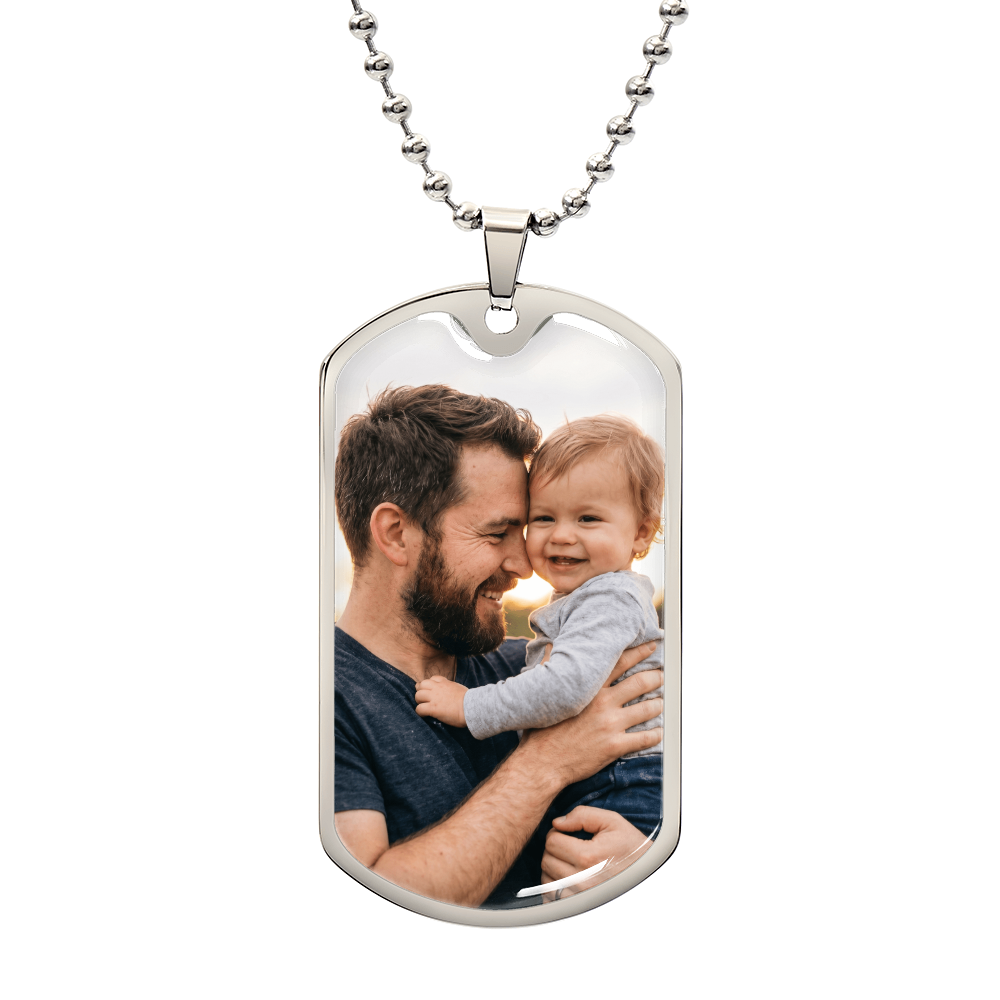 Personalized Father's Day Memorial Photo Necklace | Custom Picture Keepsake for Dad