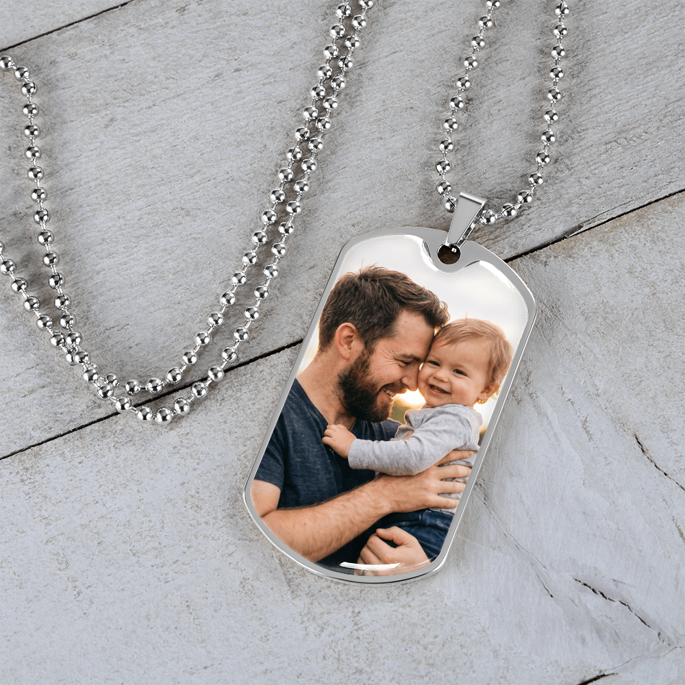 Personalized Father's Day Memorial Photo Necklace | Custom Picture Keepsake for Dad