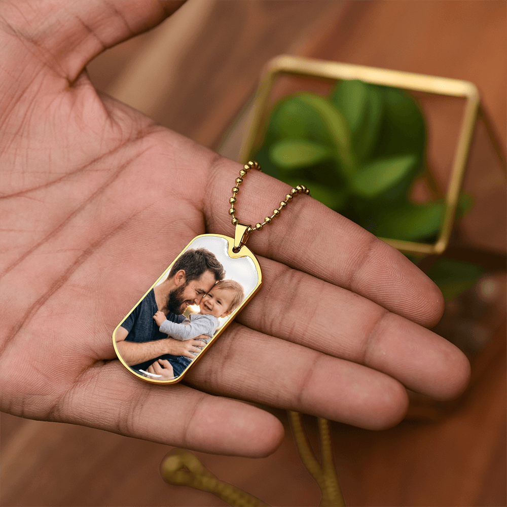 Personalized Father's Day Memorial Photo Necklace | Custom Picture Keepsake for Dad