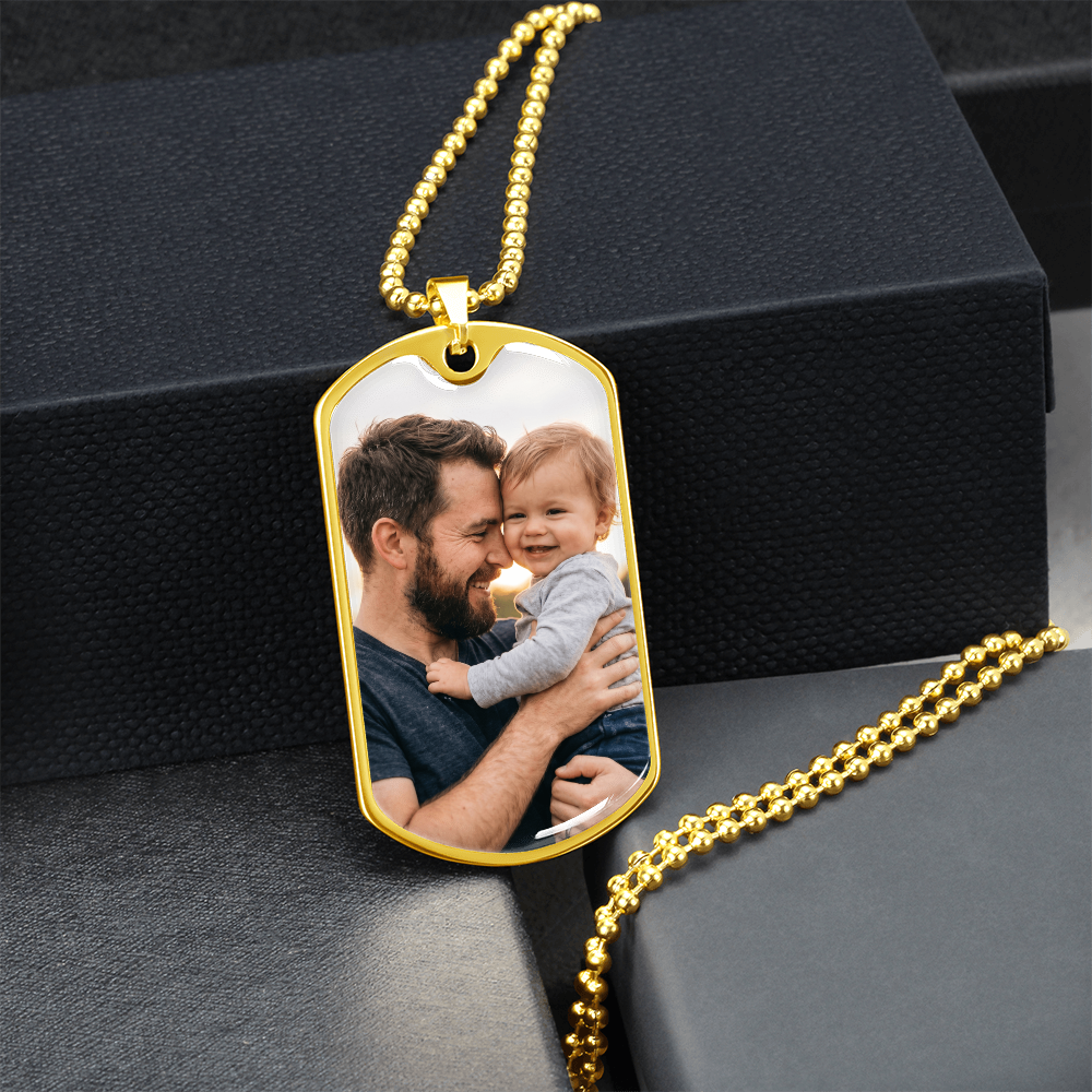 Personalized Father's Day Memorial Photo Necklace | Custom Picture Keepsake for Dad